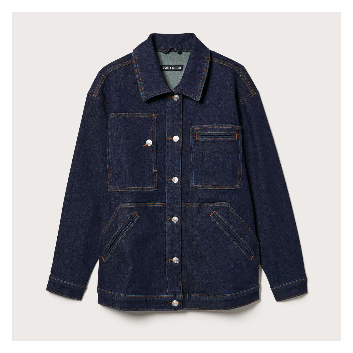 Oversized Denim Jacket in Dark Wash from Joe Fresh